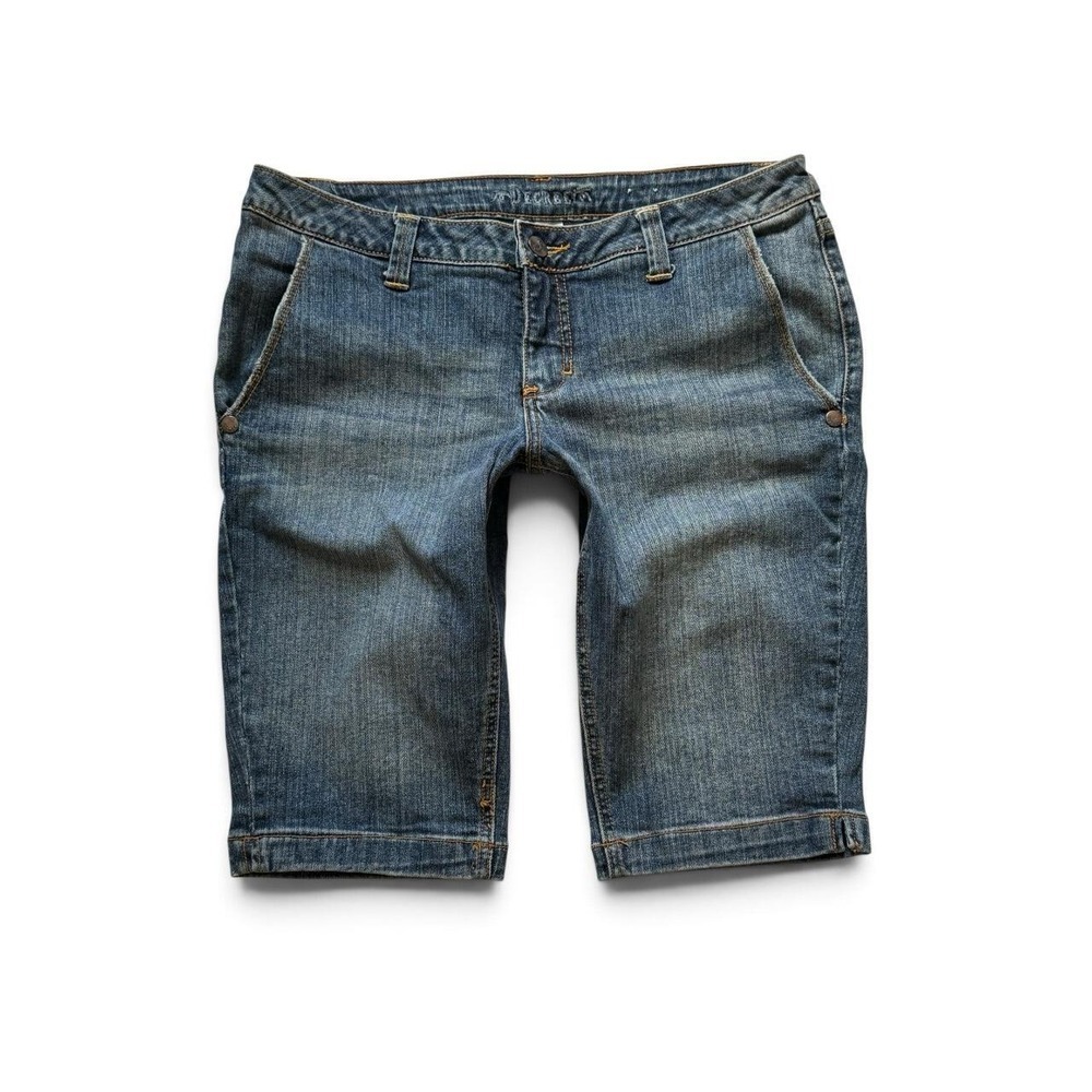 Decree Womens Denim Bermuda Shorts Blue Faded Y2K Mid Rise Size 11